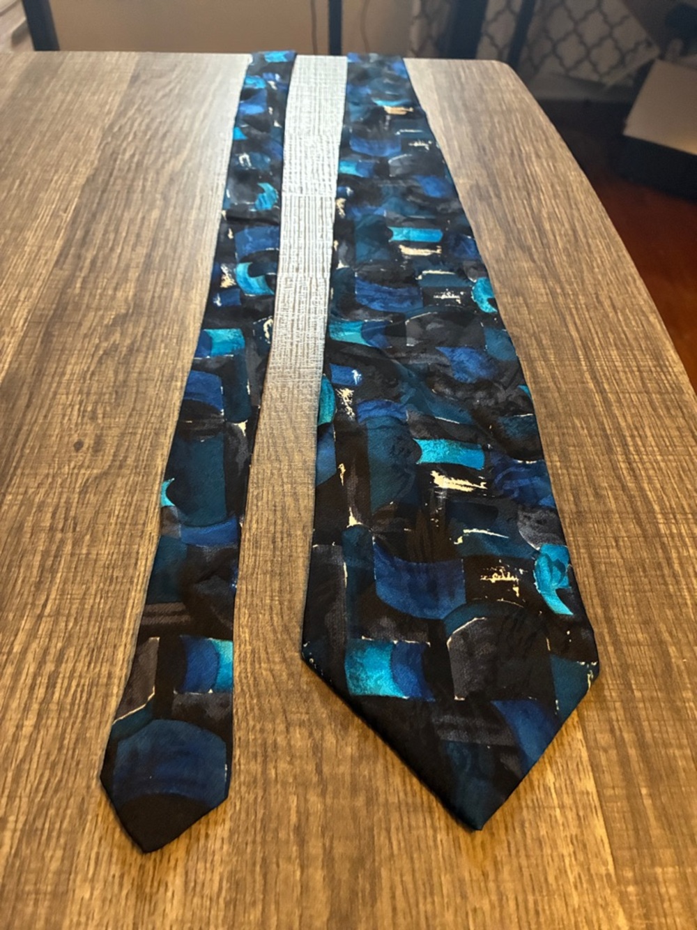 Men's Blue & Black Abstract Pattern Tie